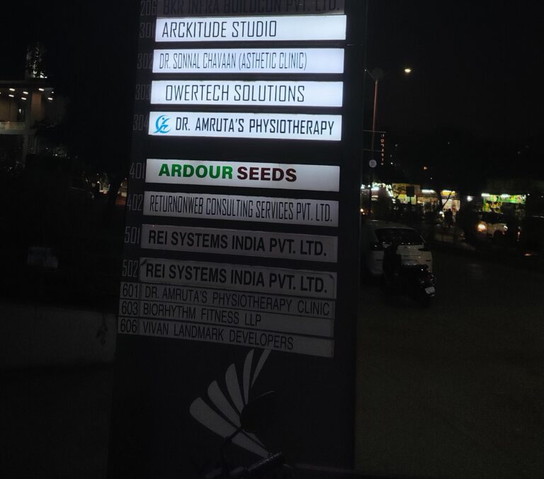 Dr. Amruta physiotherapist Clinic Board